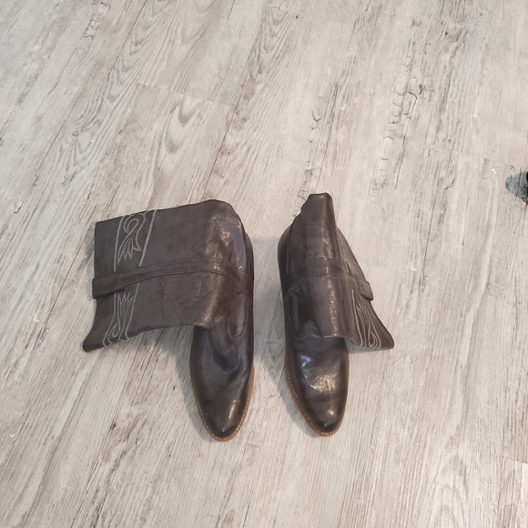 Metallic grey cowboy boots size 6.5 block heel western rodeo party shoes - Picture 3 of 14